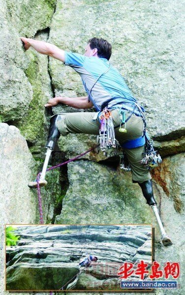 美国无腿男人挑战极限运动攀岩（图）