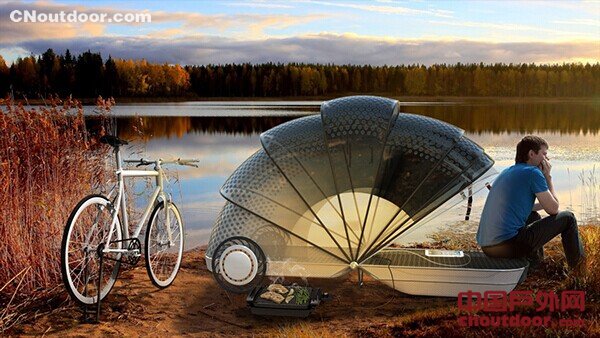 自行车党露营神器：集拖车和帐篷于一身